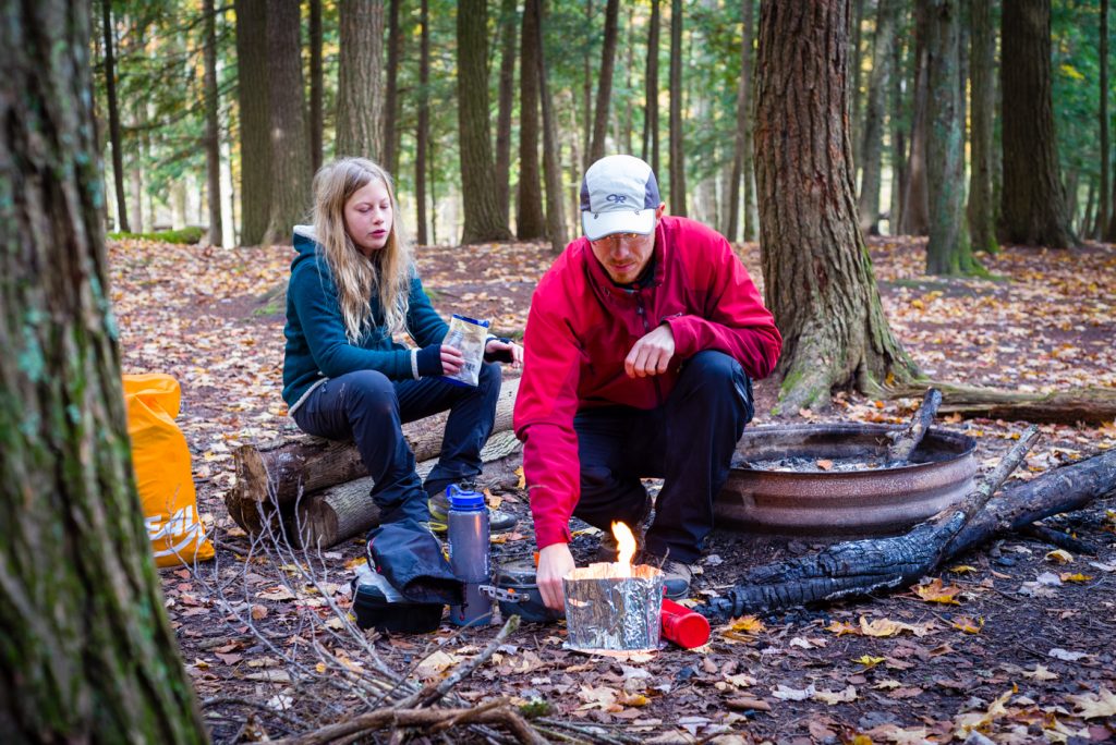 Breakfast over the stove at the campsite